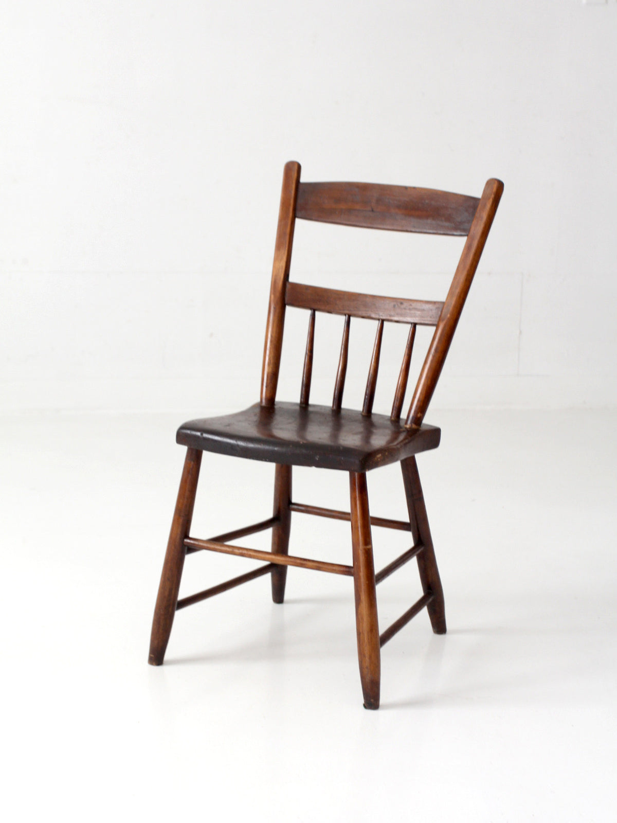 antique plank seat spindle back side chair