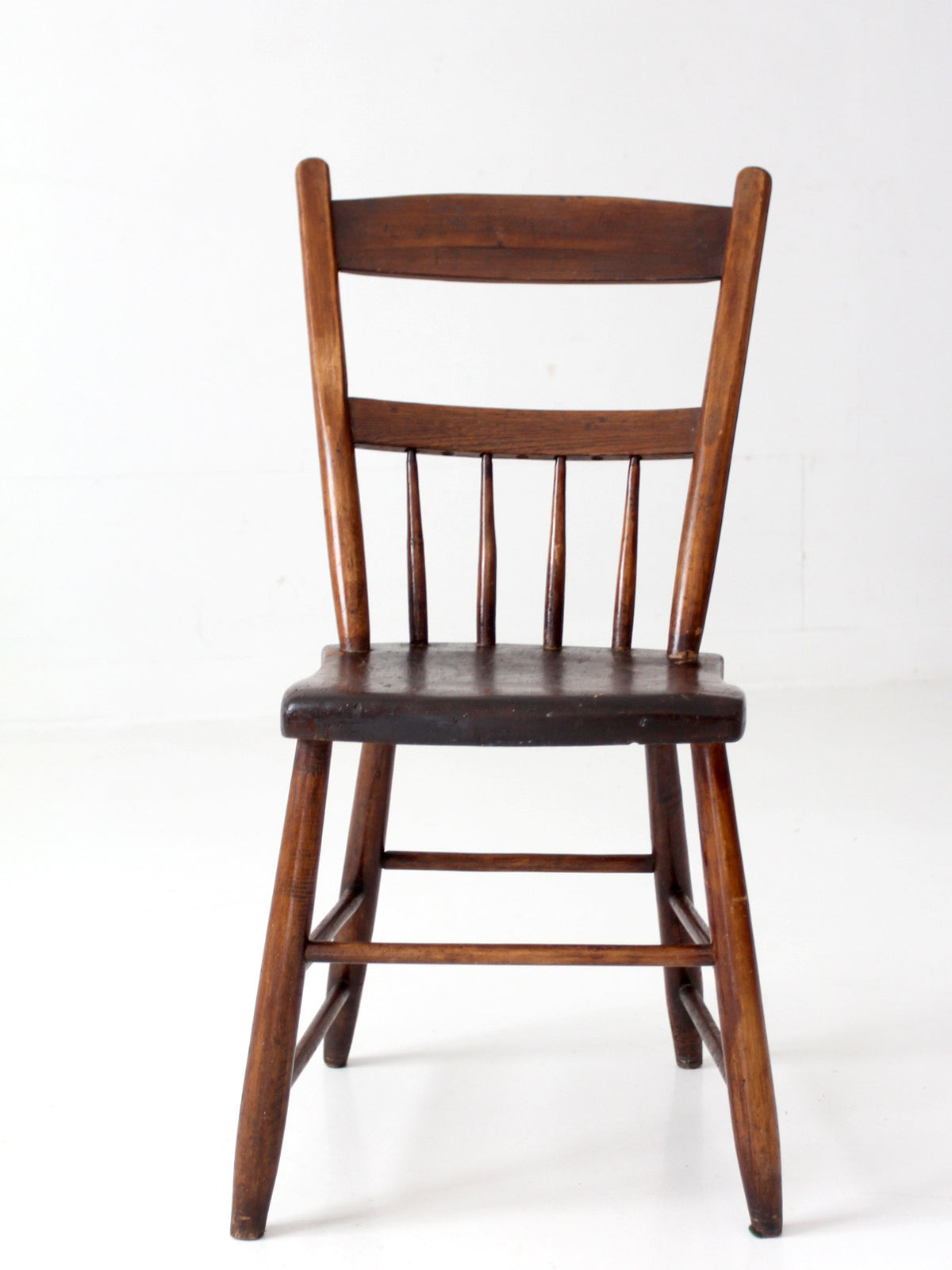 antique plank seat spindle back side chair