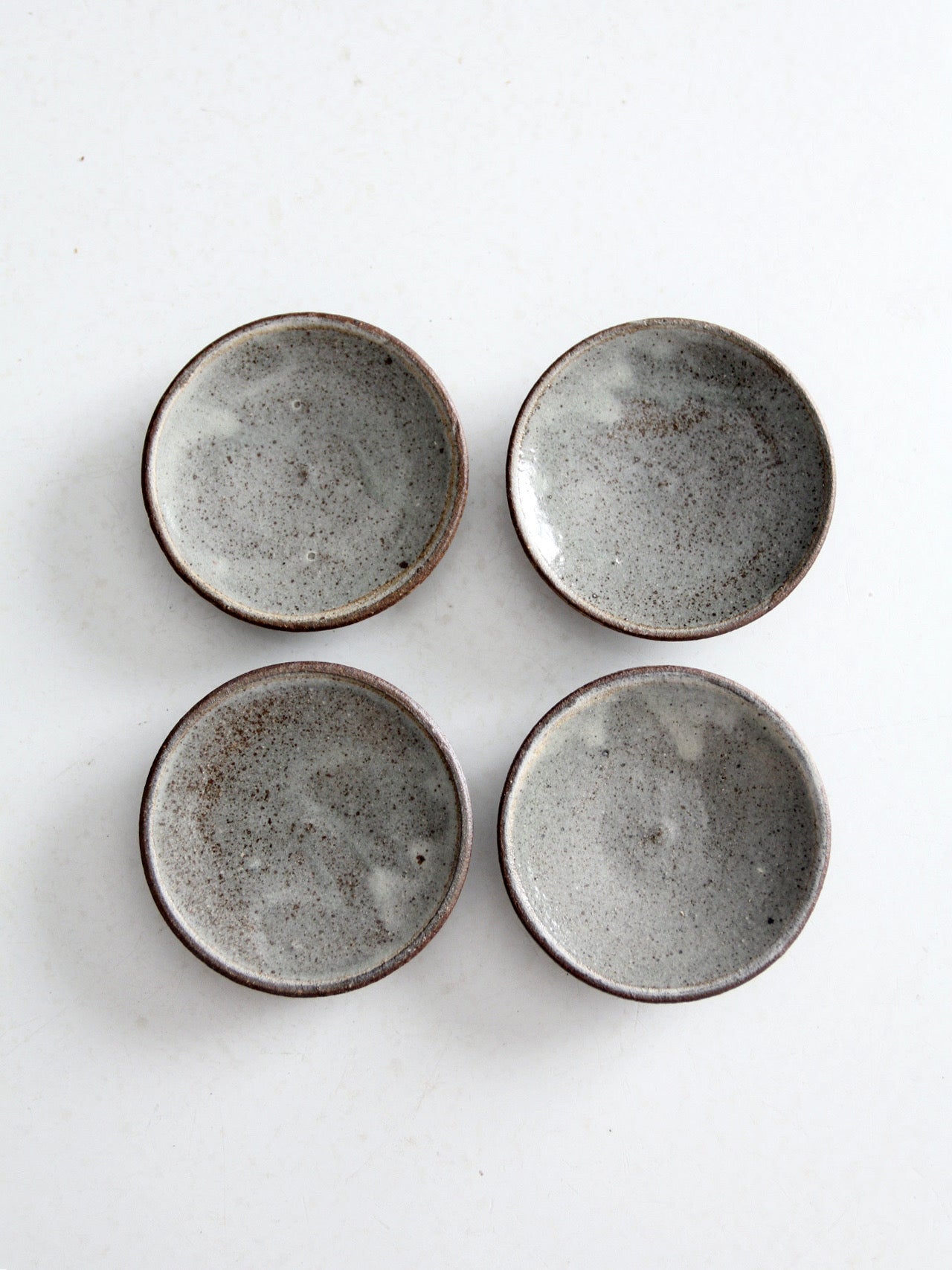vintage small studio pottery plates set of 4