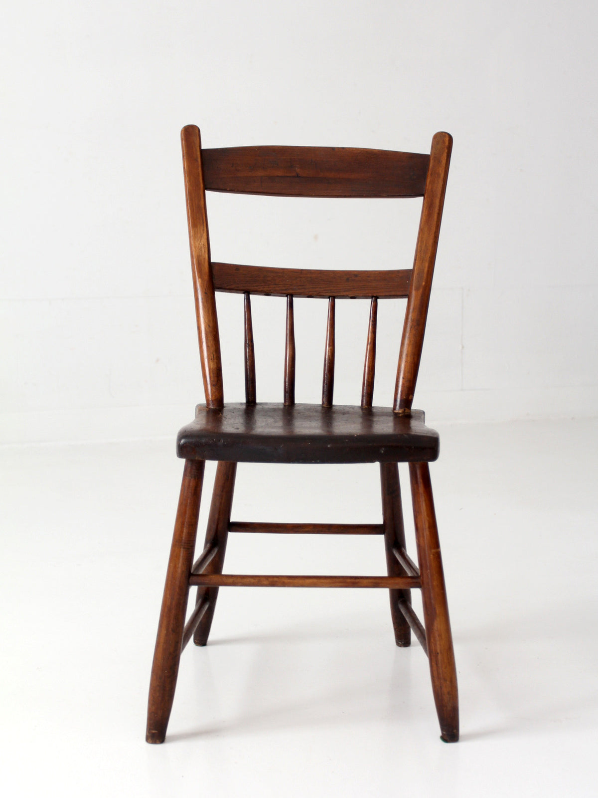 antique plank seat spindle back side chair