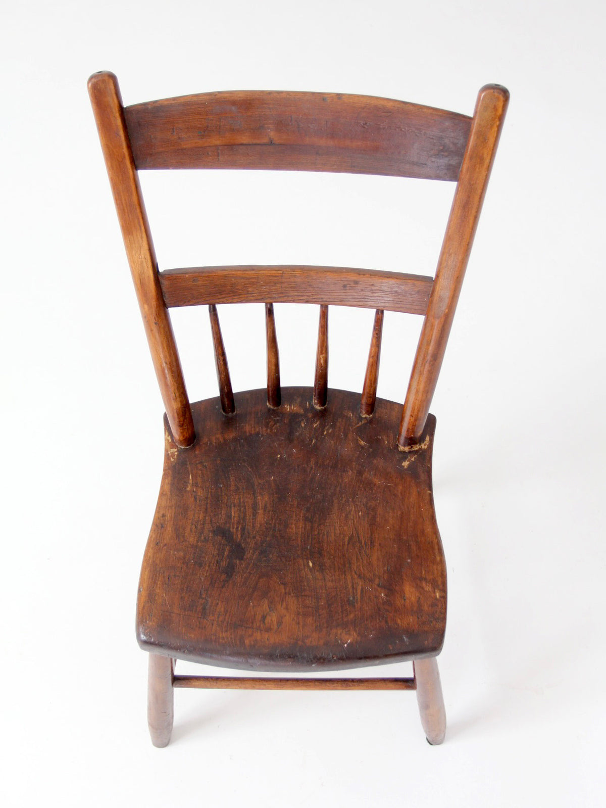 antique plank seat spindle back side chair