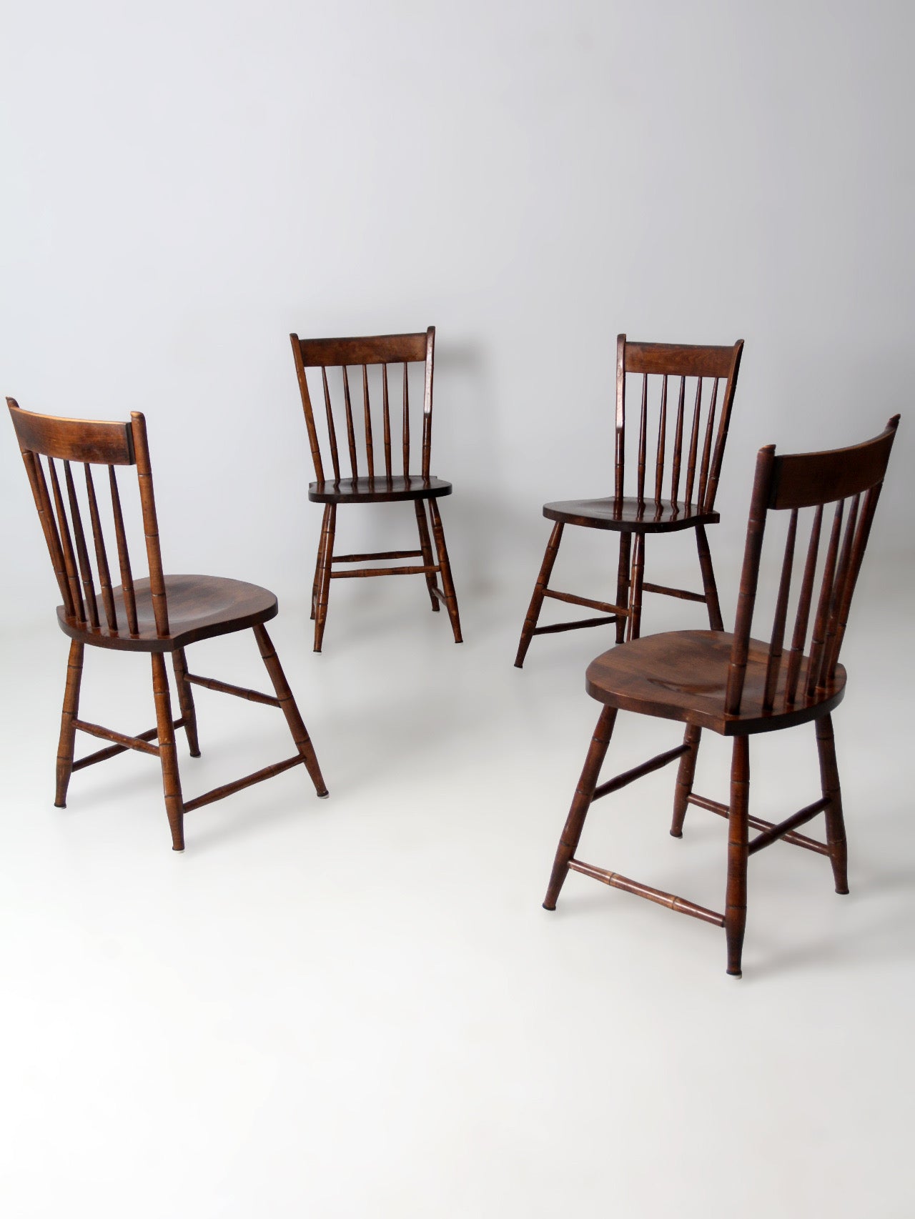 set of four vintage American Windsor dining chairs