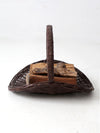 vintage wicker firewood basket