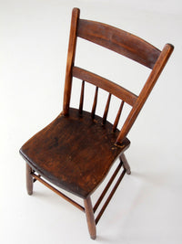 antique plank seat spindle back side chair