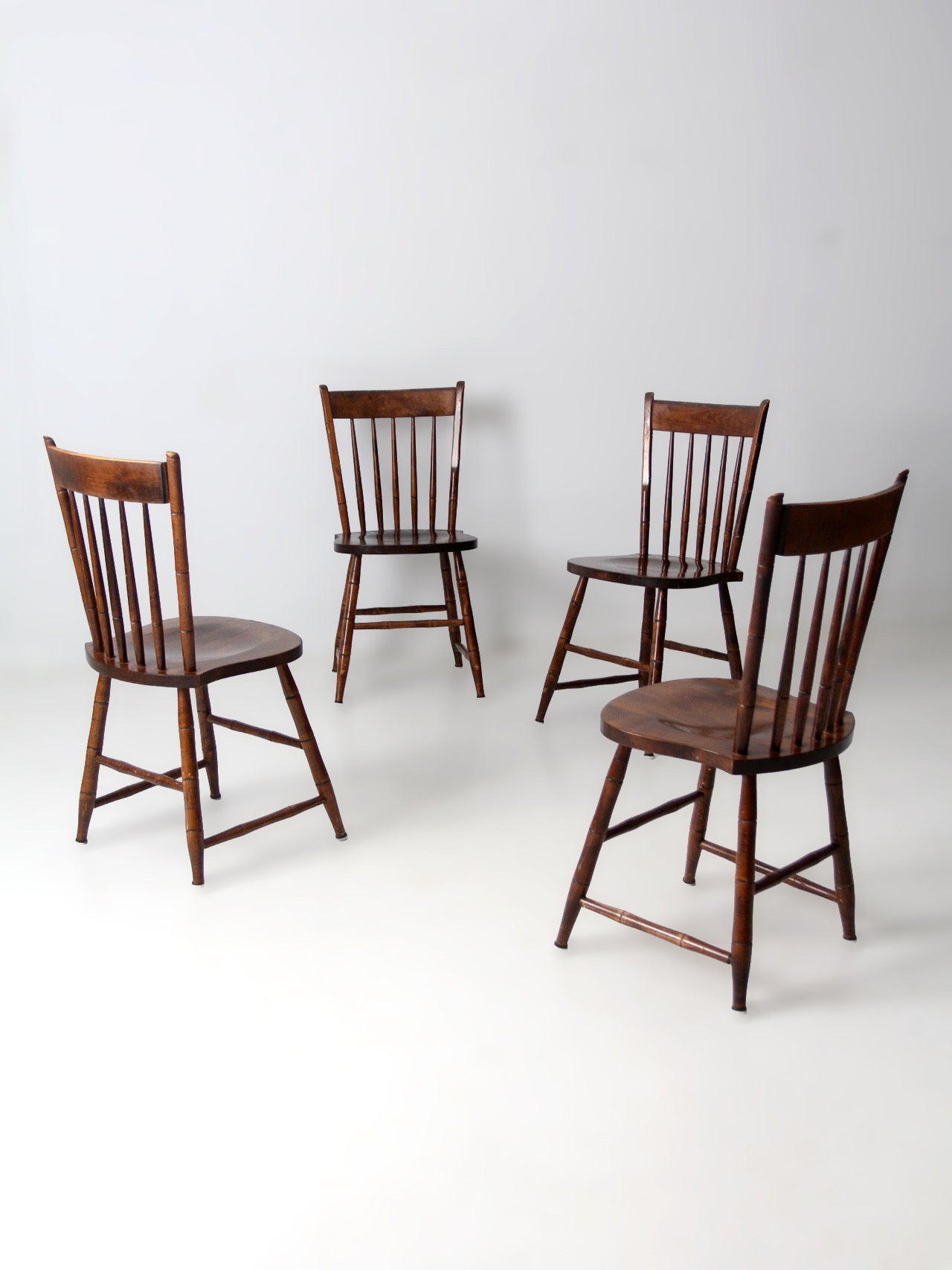set of four vintage American Windsor dining chairs
