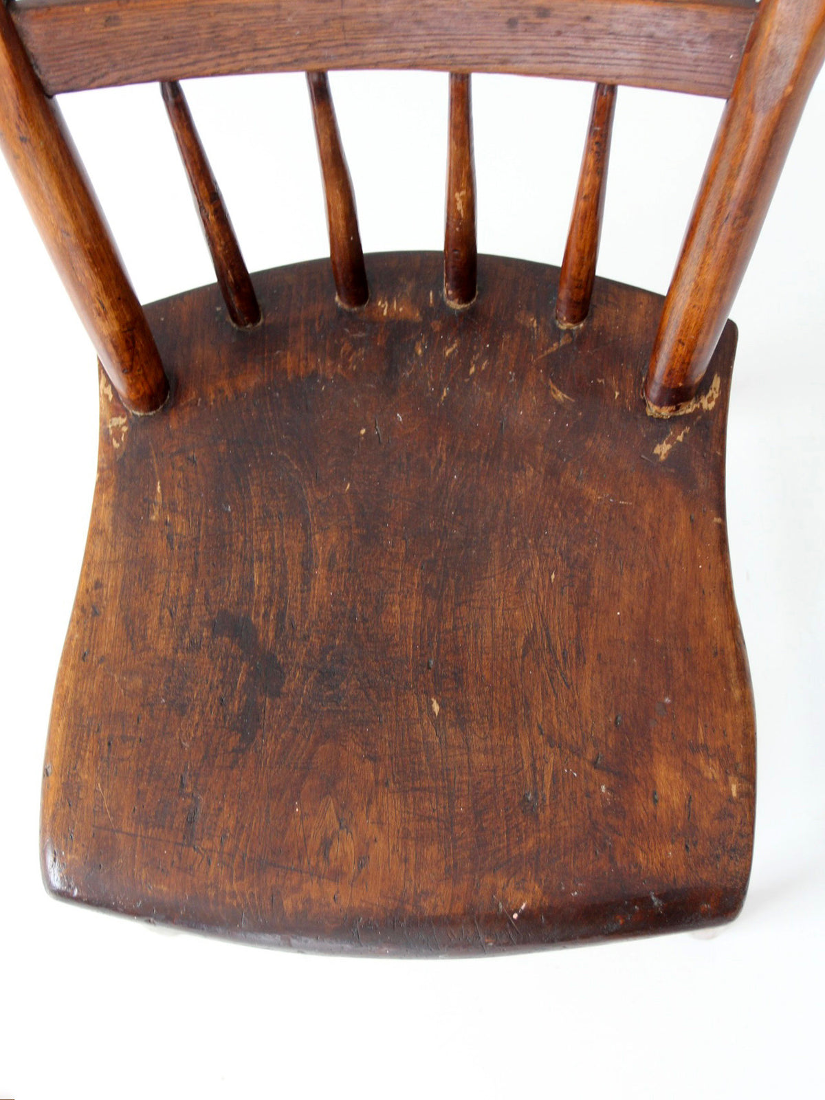 antique plank seat spindle back side chair