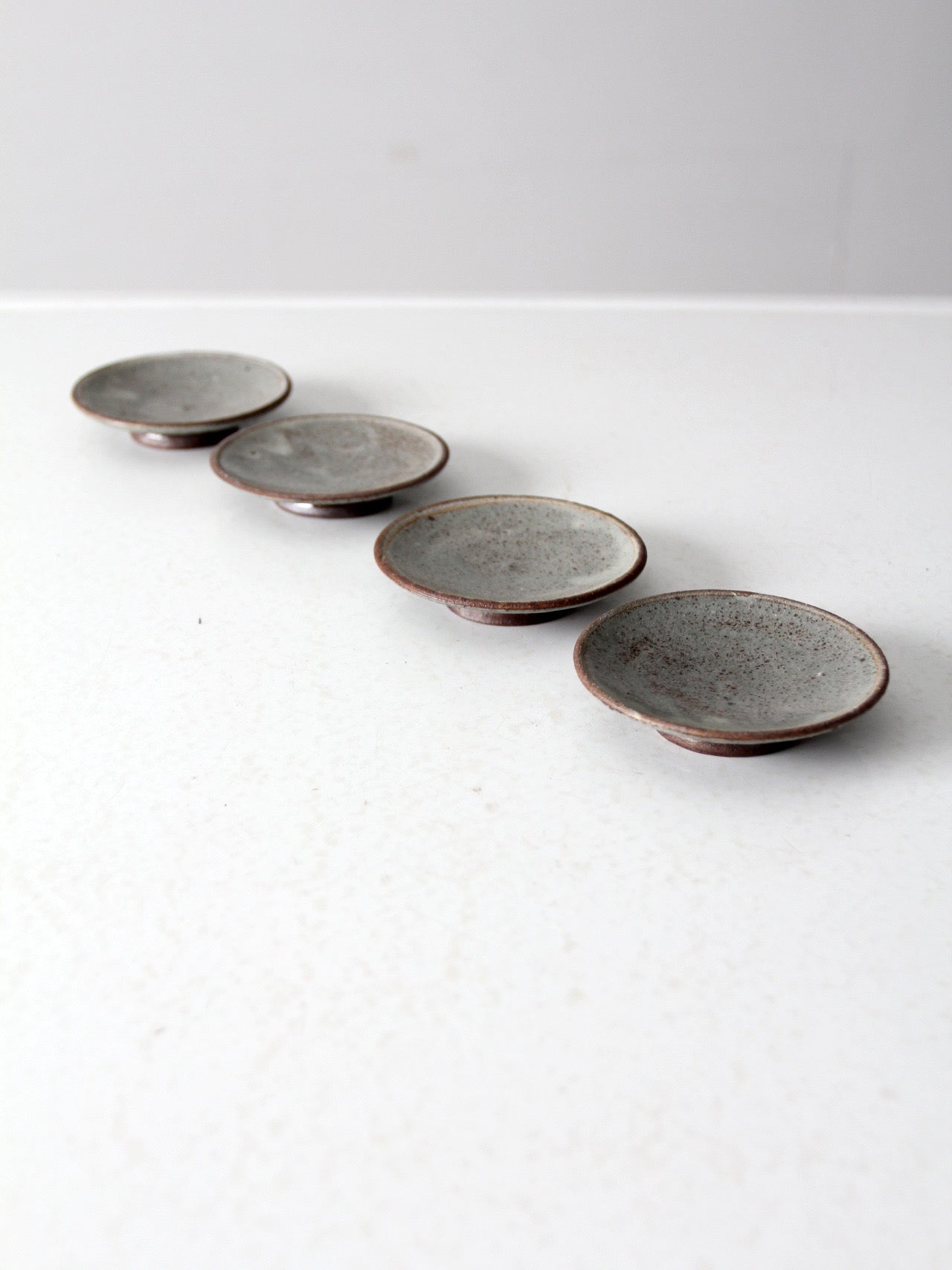 vintage small studio pottery plates set of 4