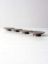 vintage small studio pottery plates set of 4