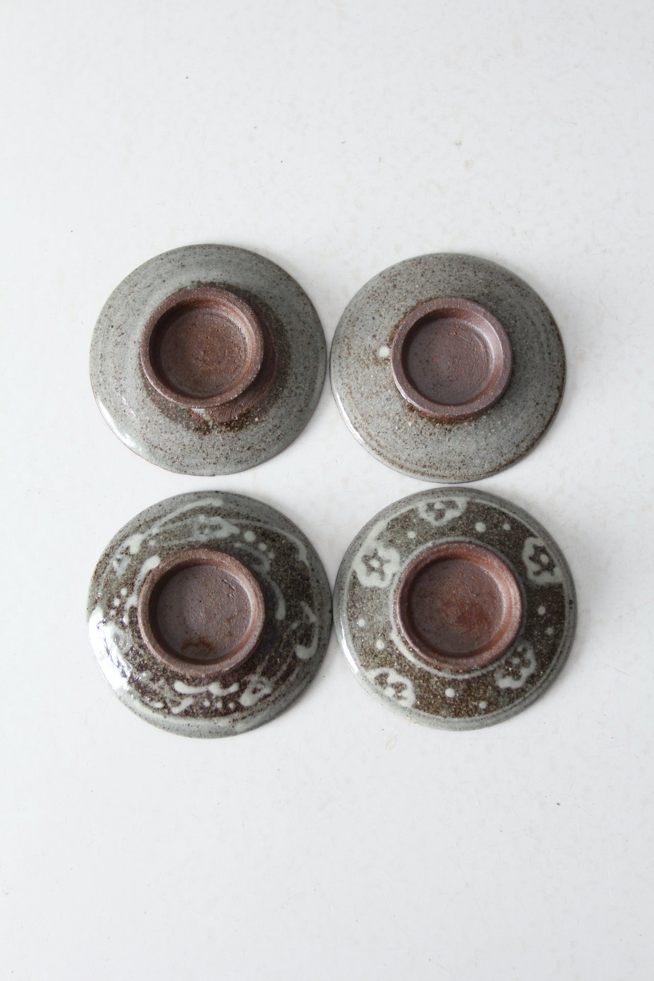 vintage small studio pottery plates set of 4
