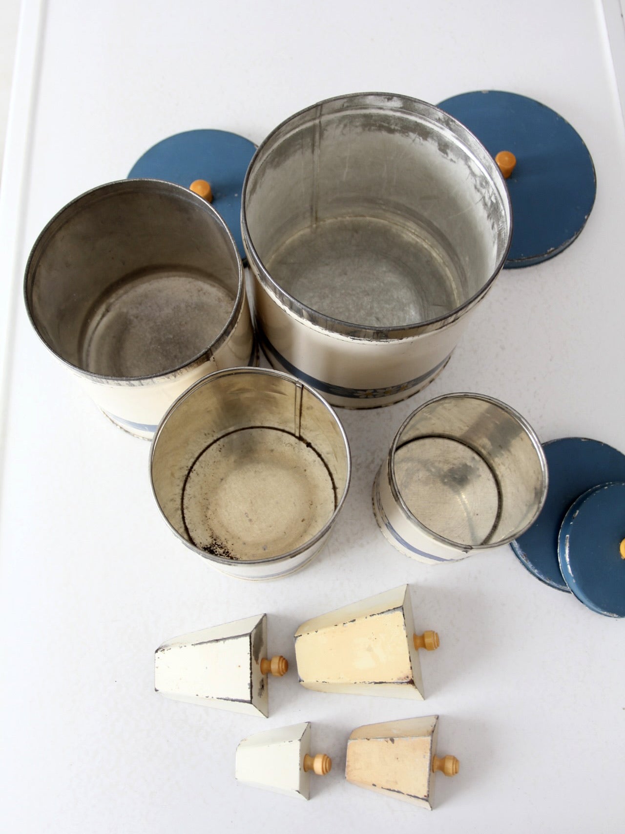 vintage enamel kitchen set by Kitchen Beautilities circa 1930s - 1940s
