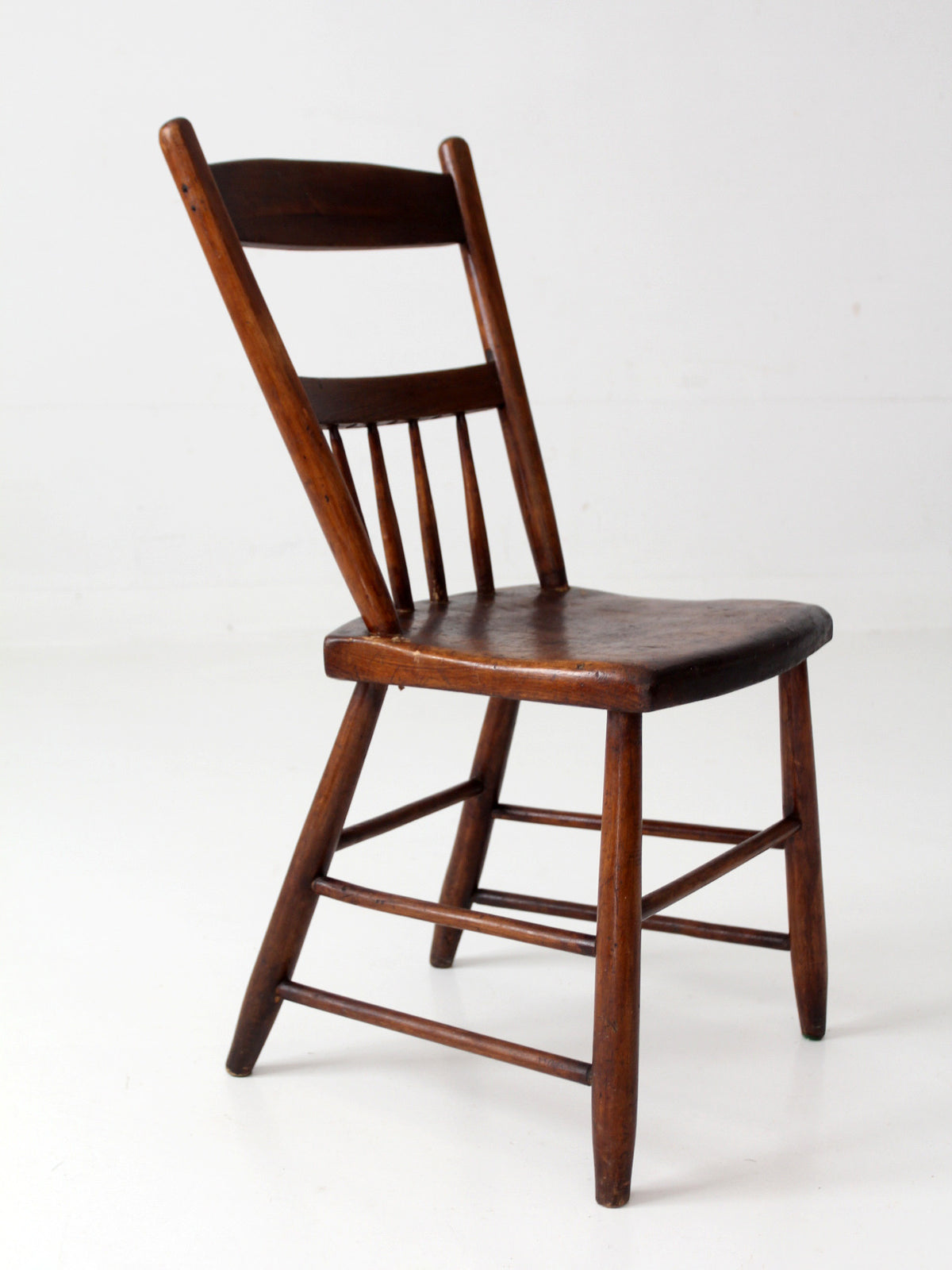 antique plank seat spindle back side chair