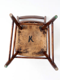 antique plank seat spindle back side chair