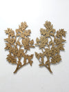mid-century Syroco dogwood wall art sculptures pair