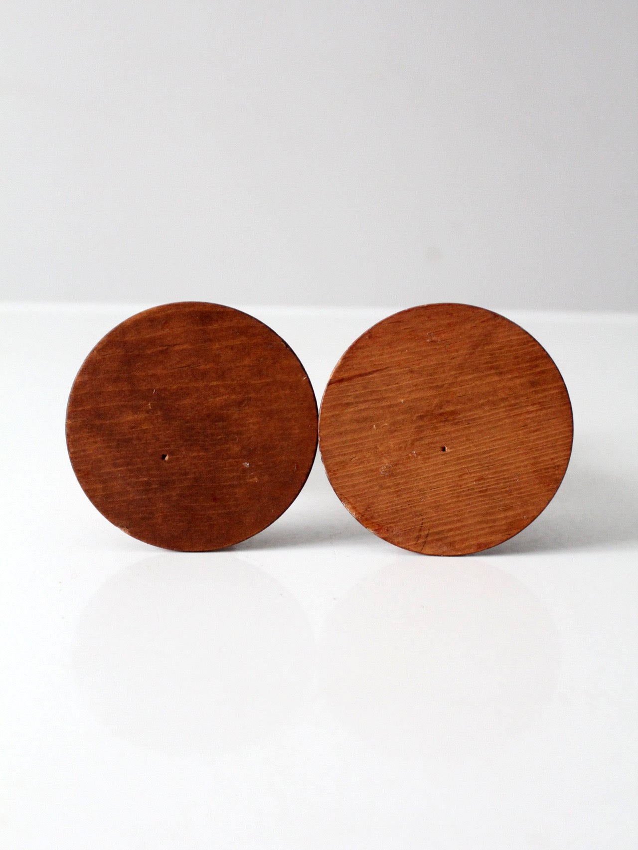 vintage turned wood candlestick pair