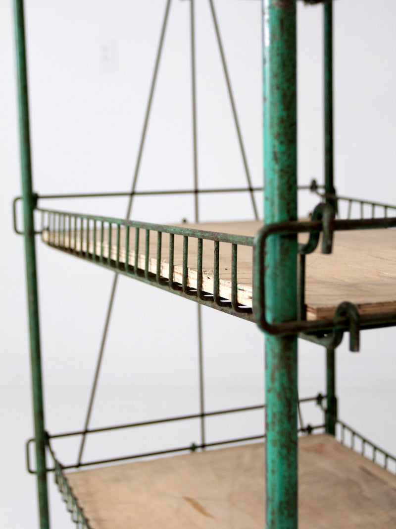 vintage industrial metal wire shelf