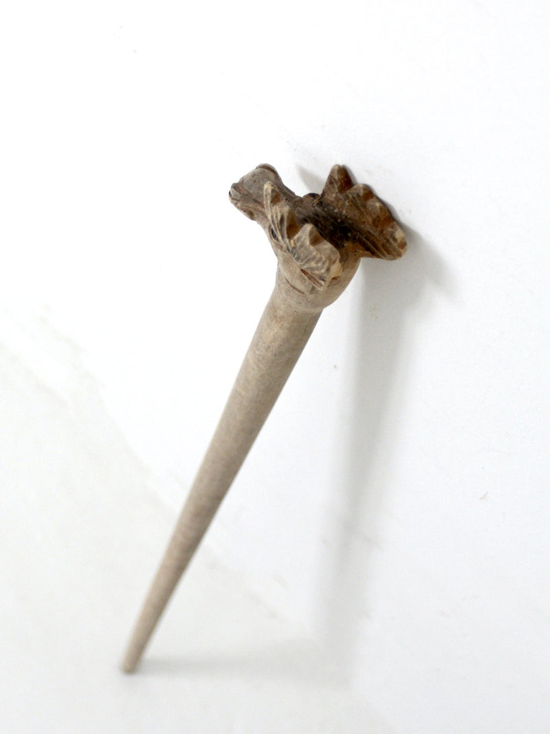vintage hand carved moose walking stick