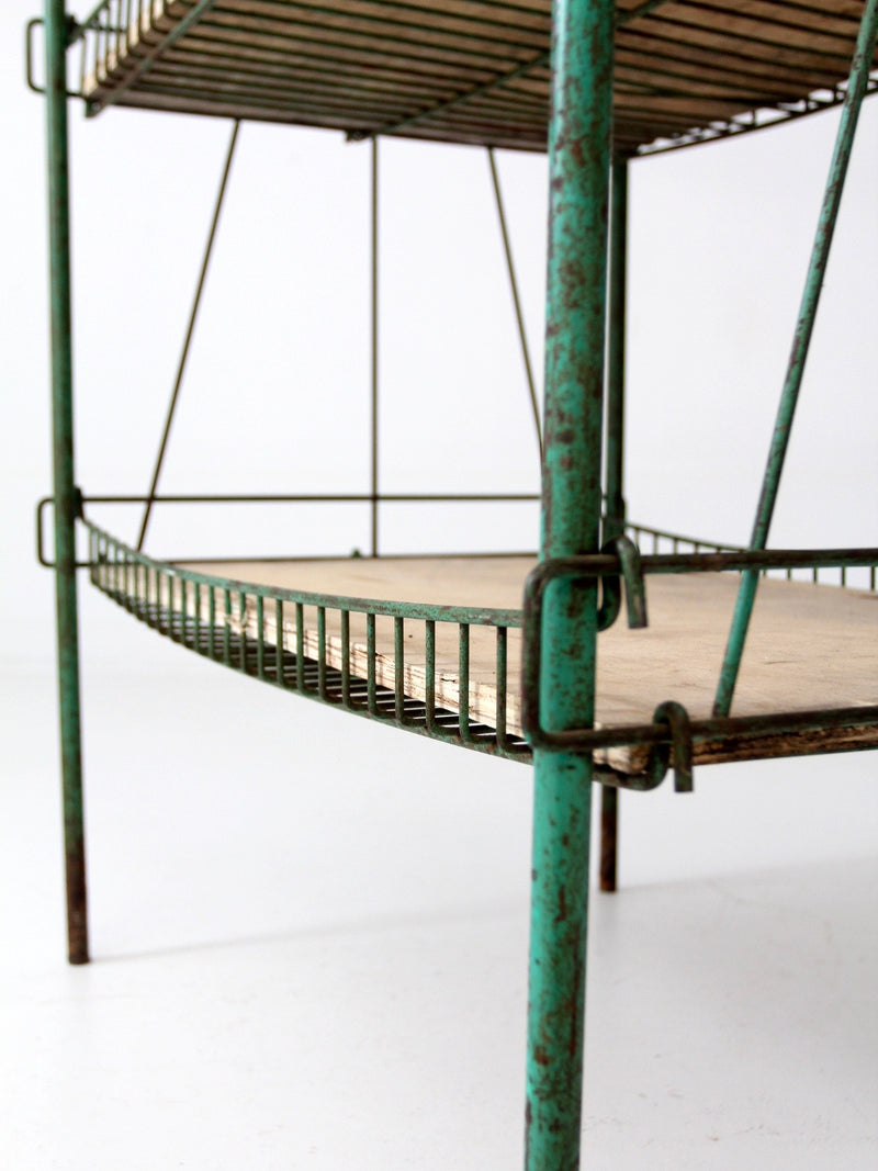 vintage industrial metal wire shelf