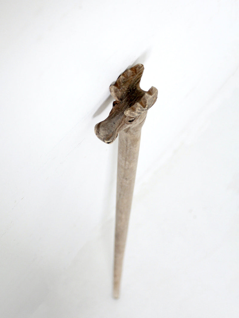 vintage hand carved moose walking stick