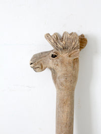 vintage hand carved moose walking stick