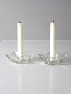 vintage cut glass star candle holders pair
