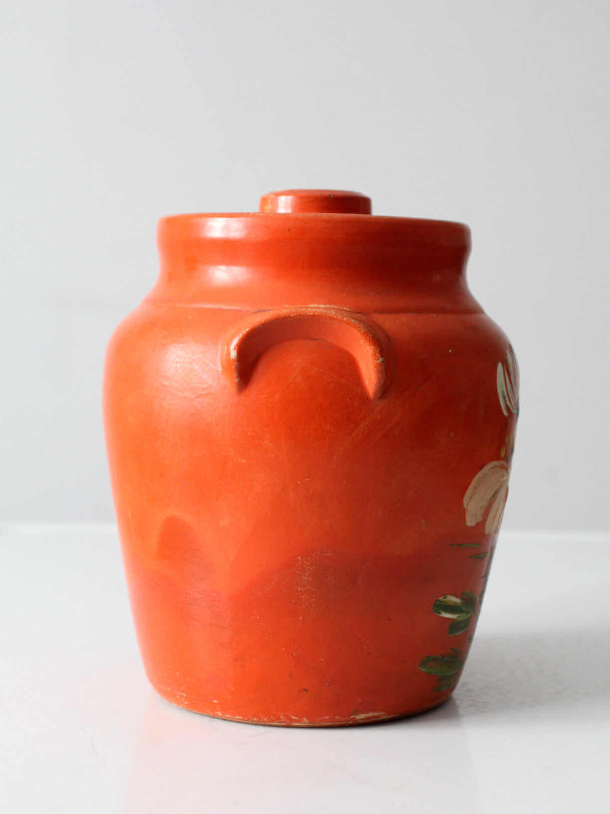 antique hand-painted stoneware cookie jar
