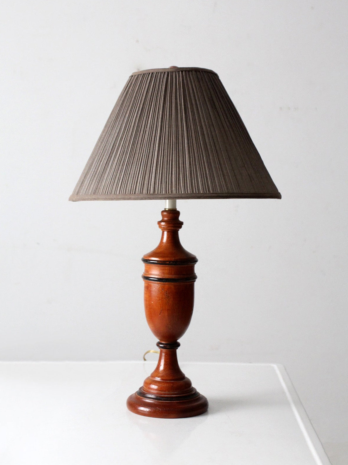 mid-century American turned wood table lamp