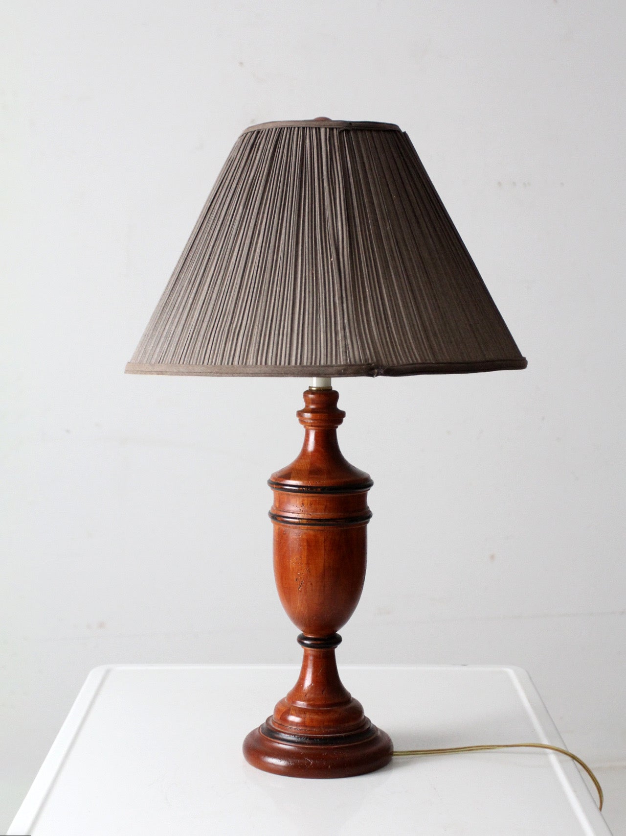 mid-century American turned wood table lamp