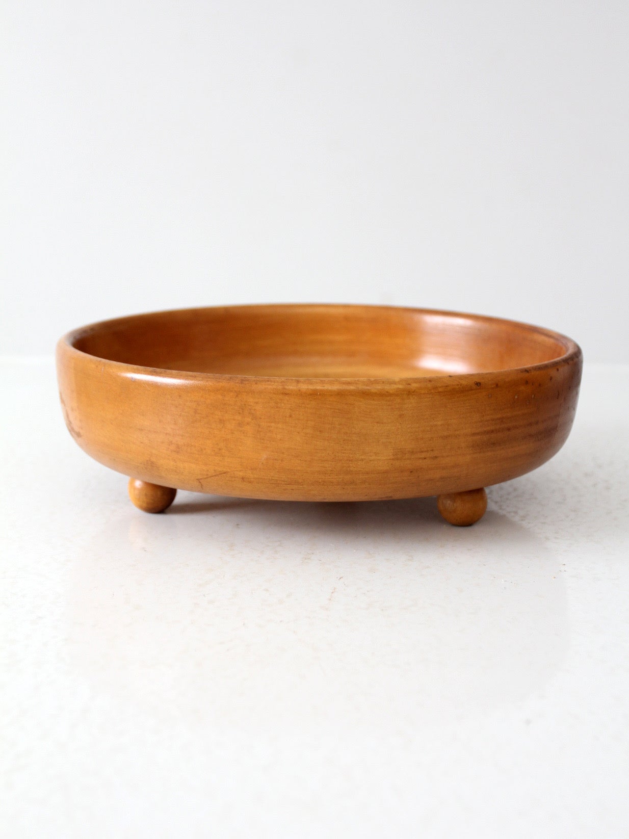 vintage footed wood bowl