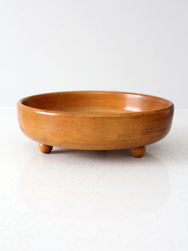 vintage footed wood bowl