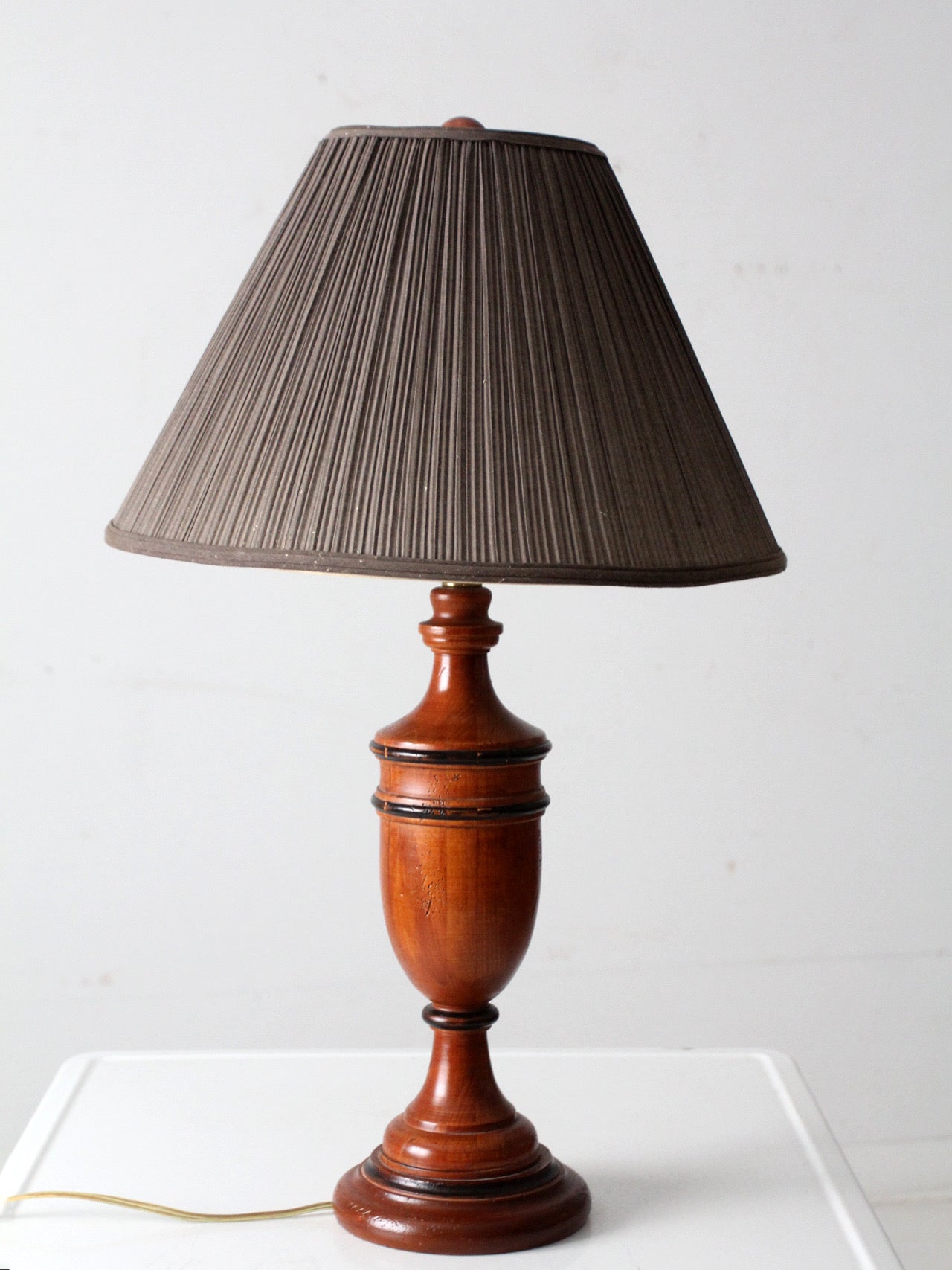 mid-century American turned wood table lamp