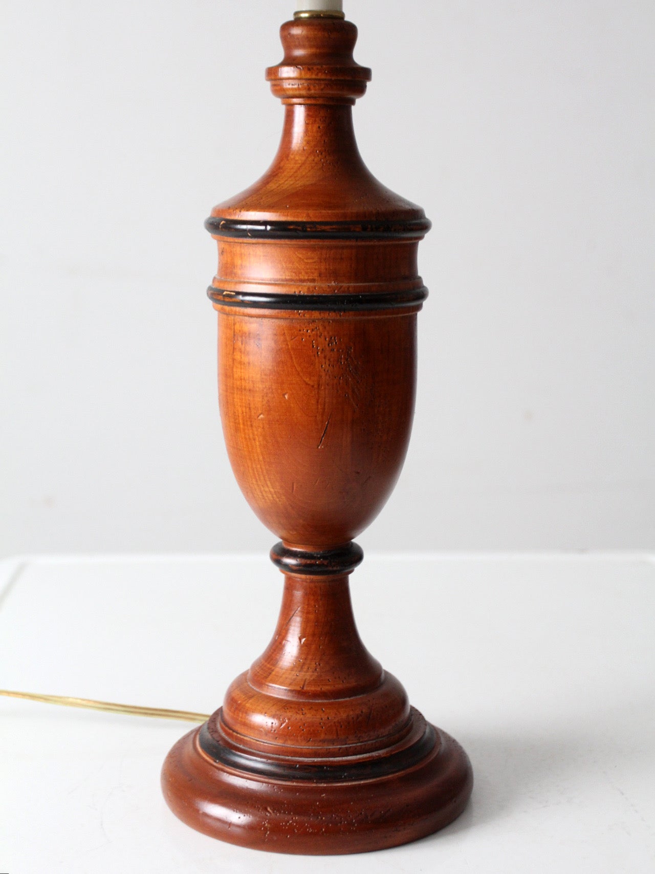 mid-century American turned wood table lamp
