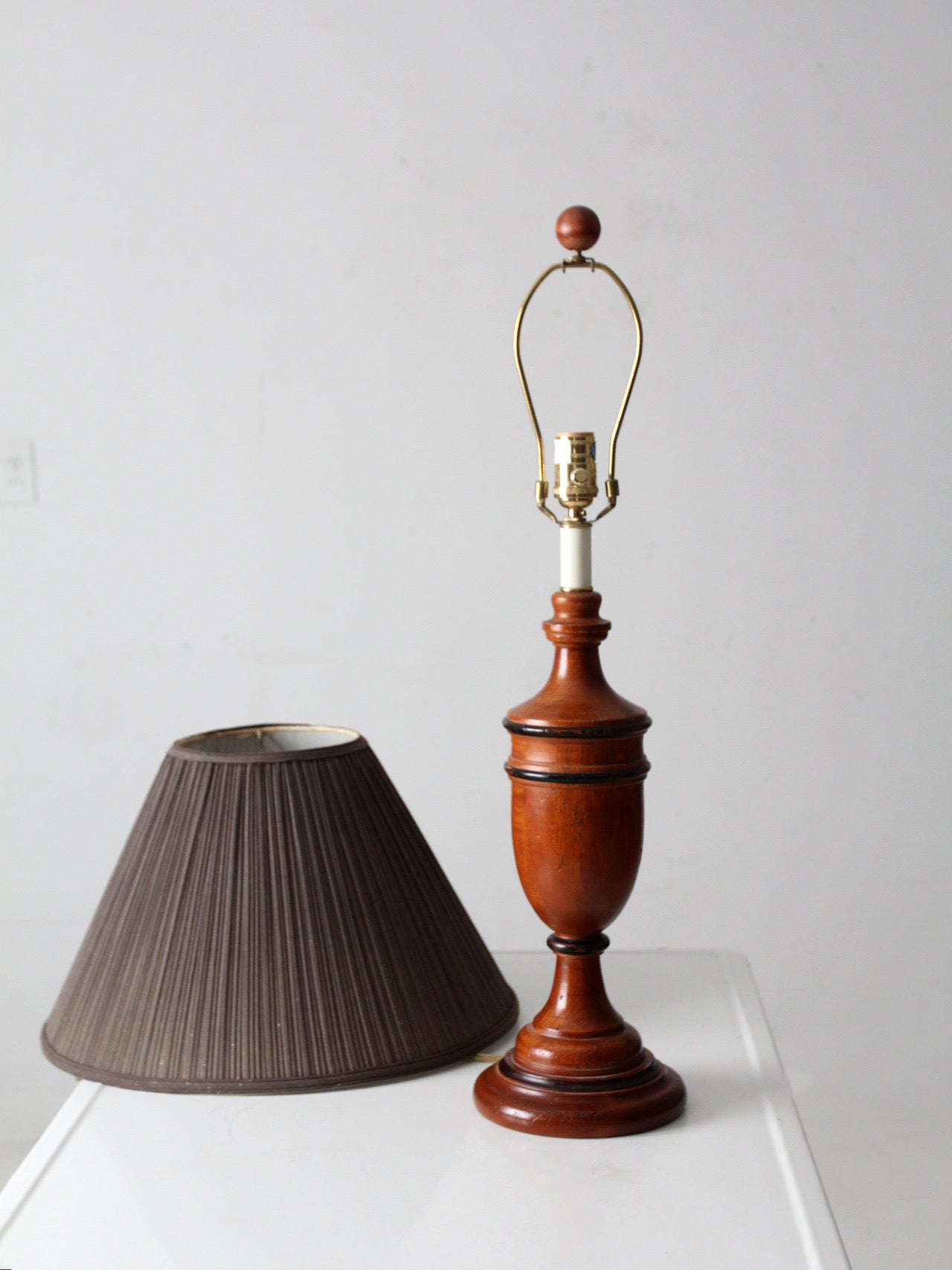 mid-century American turned wood table lamp