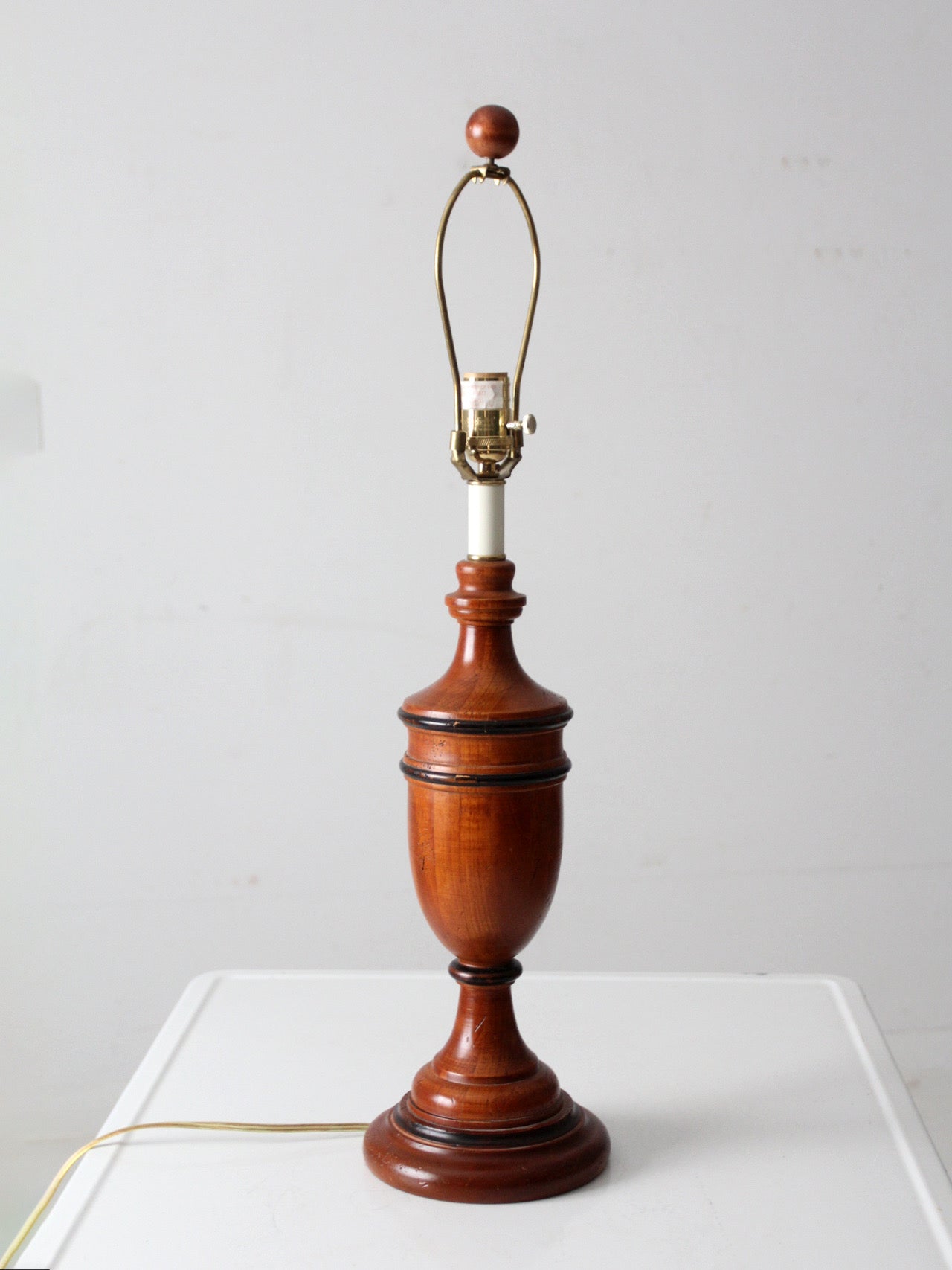 mid-century American turned wood table lamp