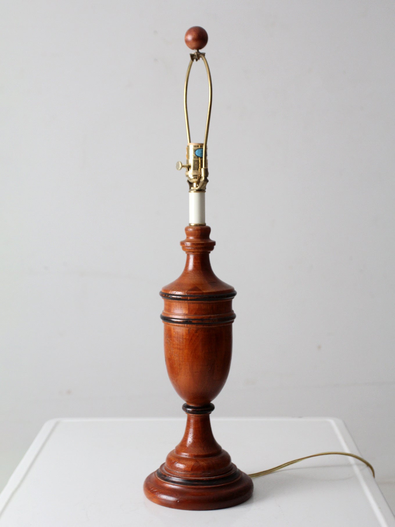 mid-century American turned wood table lamp