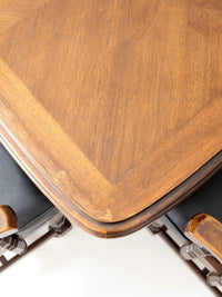 vintage 1970s Colonial Revival game table & four cane back chairs