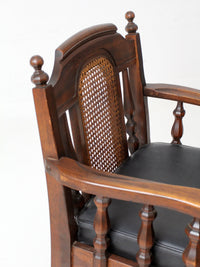 vintage 1970s Colonial Revival game table & four cane back chairs