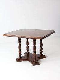 vintage 1970s Colonial Revival game table & four cane back chairs