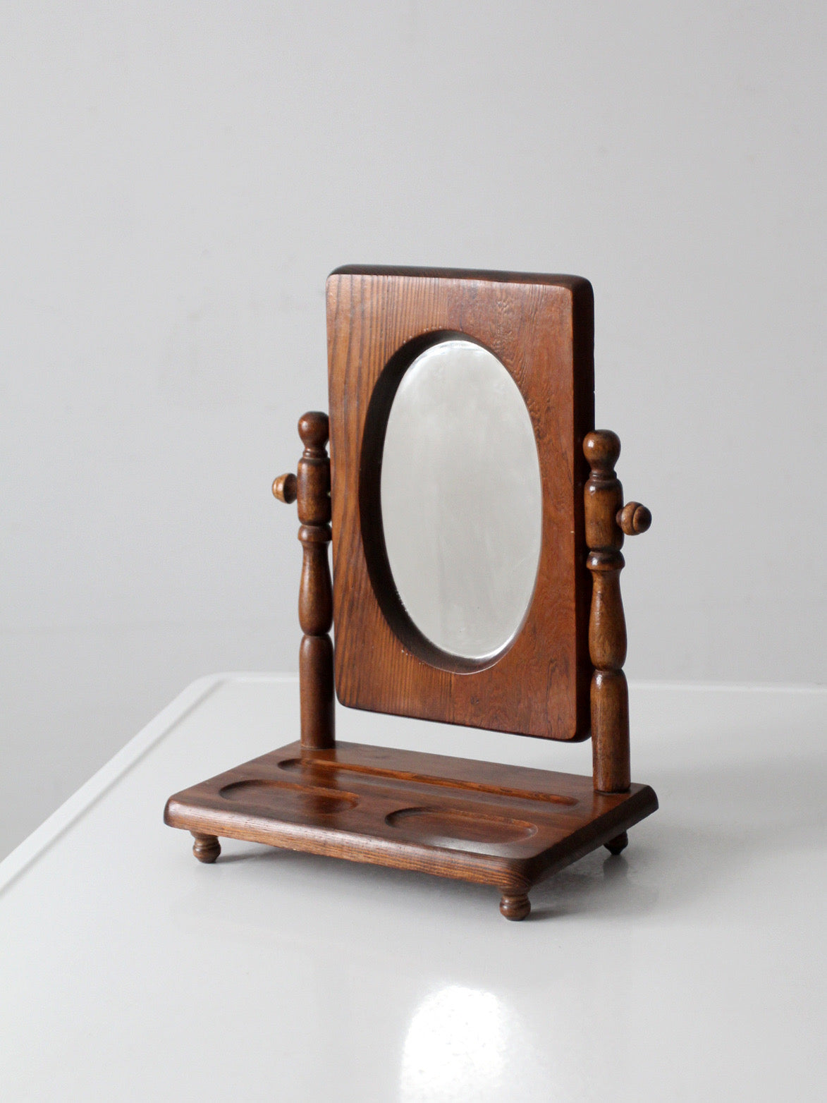 early 20th century wooden vanity mirror