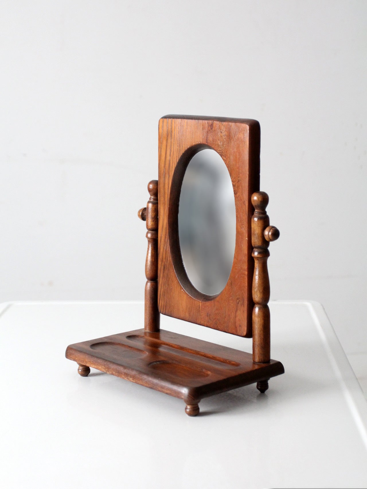 early 20th century wooden vanity mirror