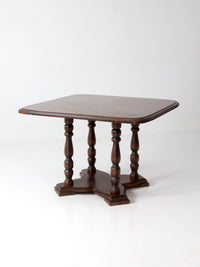 vintage 1970s Colonial Revival game table & four cane back chairs