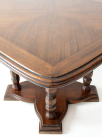 vintage 1970s Colonial Revival game table & four cane back chairs