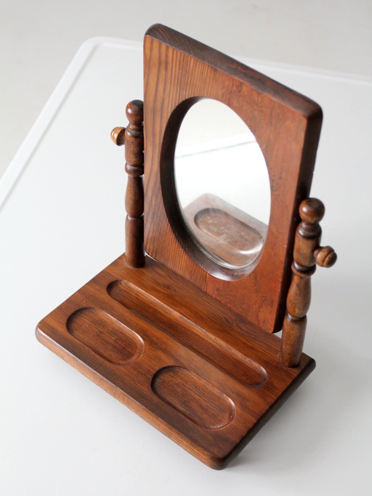early 20th century wooden vanity mirror