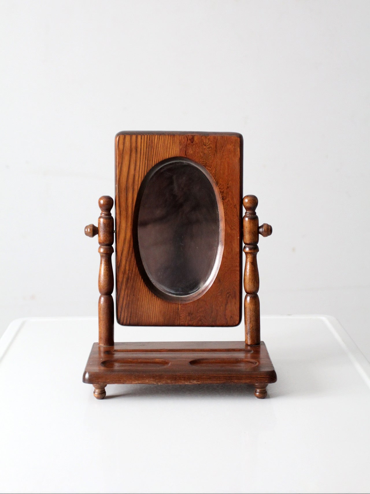 early 20th century wooden vanity mirror