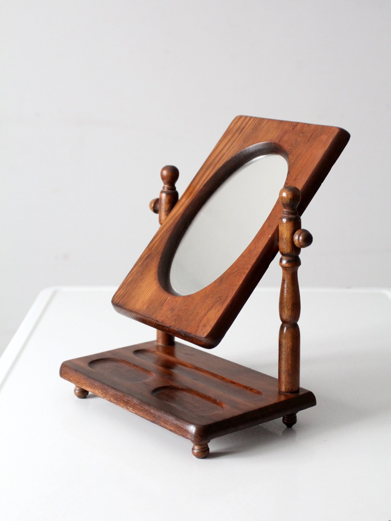 early 20th century wooden vanity mirror