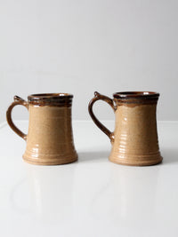 vintage handmade studio pottery mugs pair