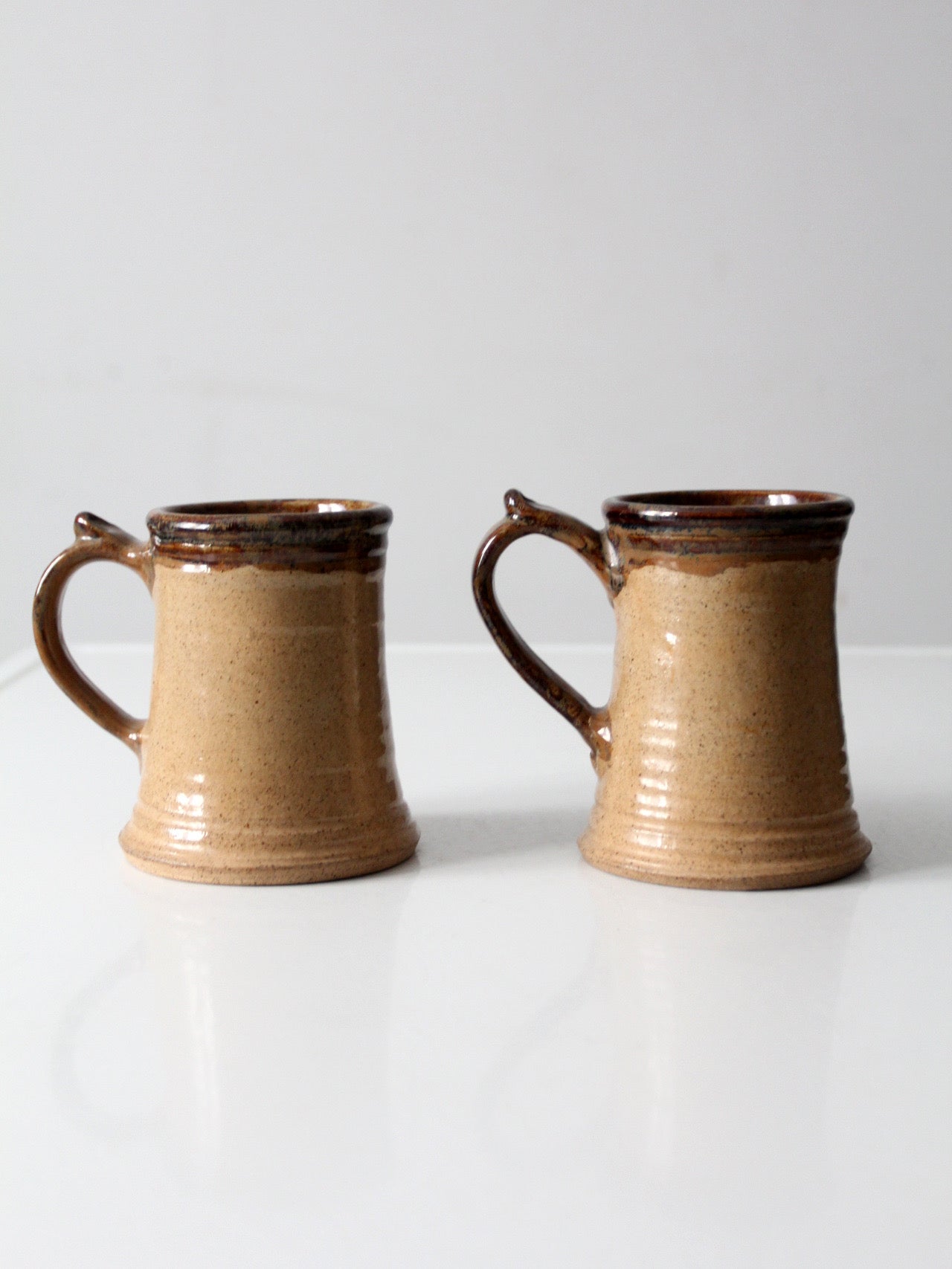 vintage handmade studio pottery mugs pair