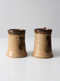 vintage handmade studio pottery mugs pair
