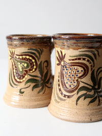 vintage handmade studio pottery mugs pair