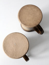 vintage handmade studio pottery mugs pair