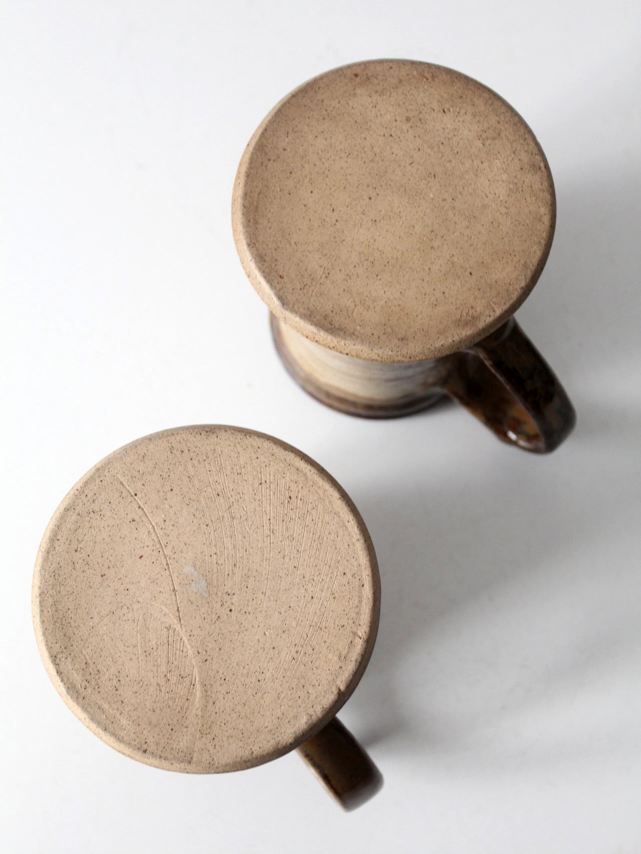 vintage handmade studio pottery mugs pair